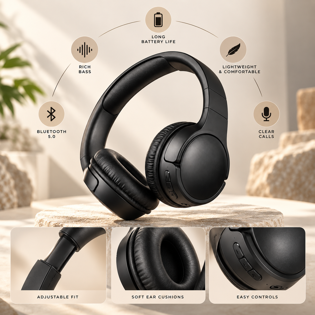 Gambit Wireless Headphones | Active Voice Isolation | Premium | Immersive experience | Gaming