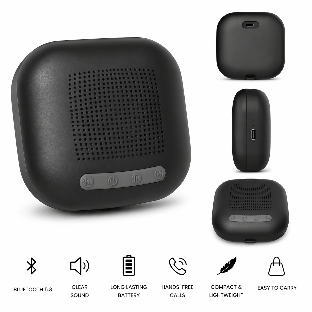 SoundCube Mini Wireless Bluetooth Speaker, 3W Output, 3+ Hours Playtime, Portable (Black) (Copy)