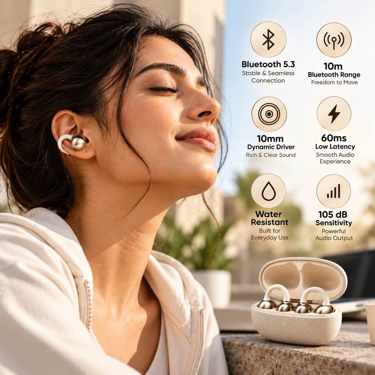 Open Ear Wireless Earbuds | Clips-On Wireless Buds