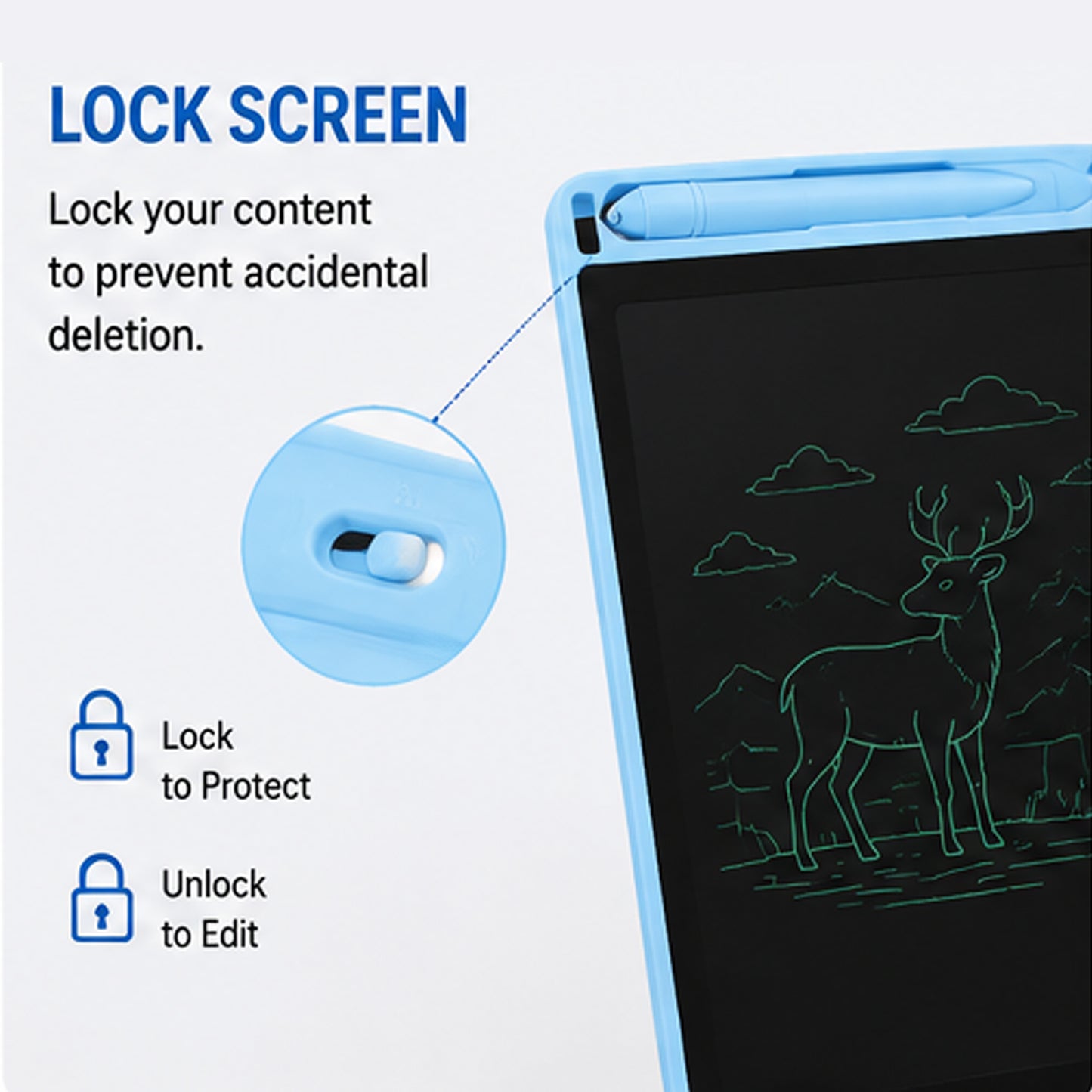 LCD Writing Tablet for Kids & Adults – Reusable Digital Drawing & Writing Pad with Stylus