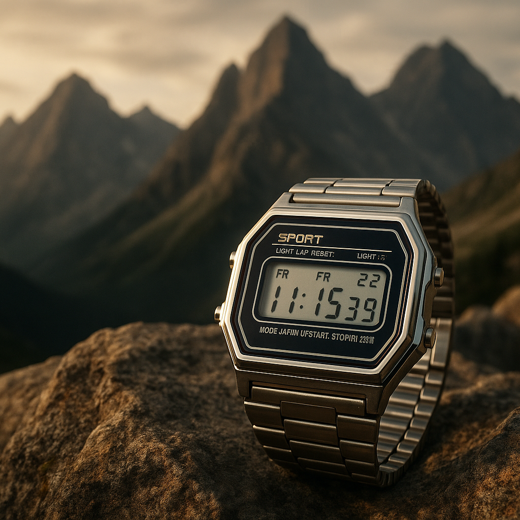 Retro Sport Digital Watch – Steel Classic- HS Rakhi