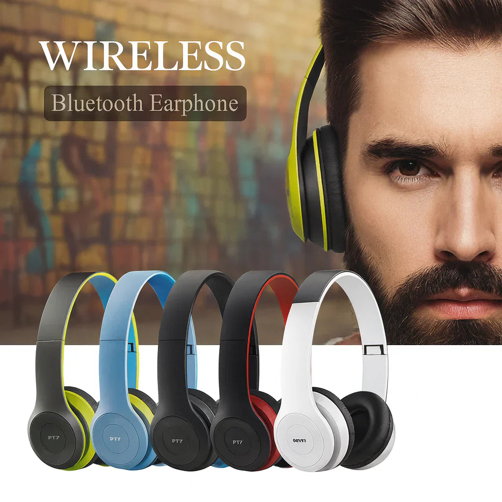 Foldable Bluetooth Headphones with Mic | Wireless Stereo Headset | Comfortable On-Ear Design | Compatible with Android, iPhone, Laptop & PC