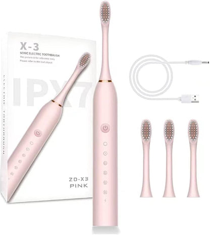 Electric Sonic Toothbrush with 5 Cleaning Modes, 40,000 Vibrations/Min, USB Rechargeable, IPX7 Waterproof & 3 Brush Heads