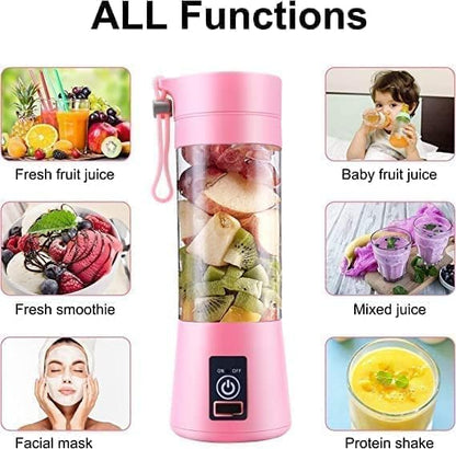 Portable Blender | 380ML USB Rechargeable Mini Juicer | 6 Stainless Steel Blades | Personal Smoothie Maker for Shakes, Juice, Protein | Lightweight Travel Blender | Multi Colour - UNQ