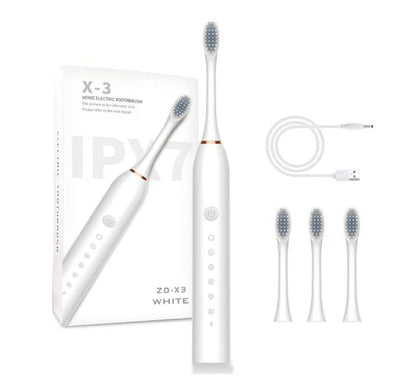 Electric Sonic Toothbrush with 5 Cleaning Modes, 40,000 Vibrations/Min, USB Rechargeable, IPX7 Waterproof & 3 Brush Heads