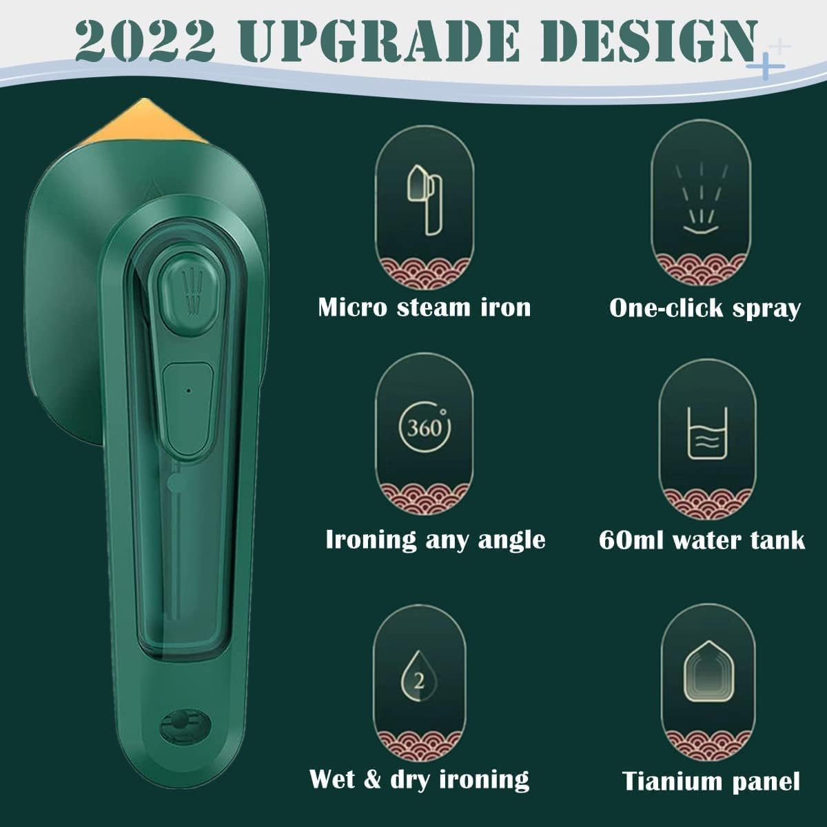 Portable Handheld Steam Iron Machine for Clothes | Mini Travel Garment Steamer | Wet &amp; Dry Ironing | Wrinkle Remover for Home &amp; Travel | UNQ