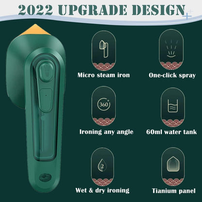 Portable Handheld Steam Iron Machine for Clothes | Mini Travel Garment Steamer | Wet &amp; Dry Ironing | Wrinkle Remover for Home &amp; Travel | UNQ