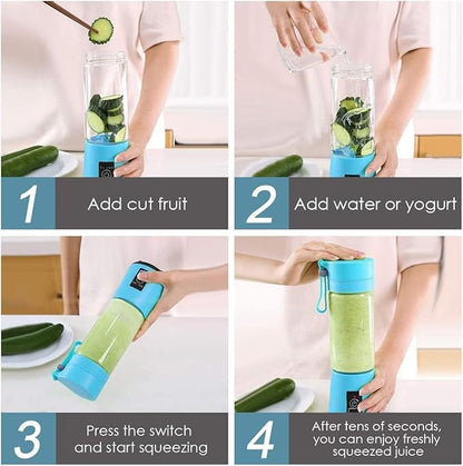 Portable Blender | 380ML USB Rechargeable Mini Juicer | 6 Stainless Steel Blades | Personal Smoothie Maker for Shakes, Juice, Protein | Lightweight Travel Blender | Multi Colour - UNQ