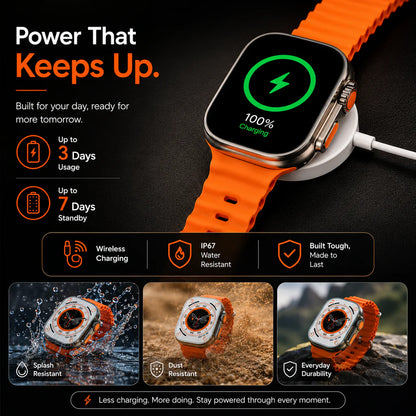 T-800 Ultra Smart Watch for Men & Women | Full Touch HD Display | Heart Rate & SpO₂ Monitor | Sports Mode | Wireless Charging | Smart Notifications | Android & iOS Compatible