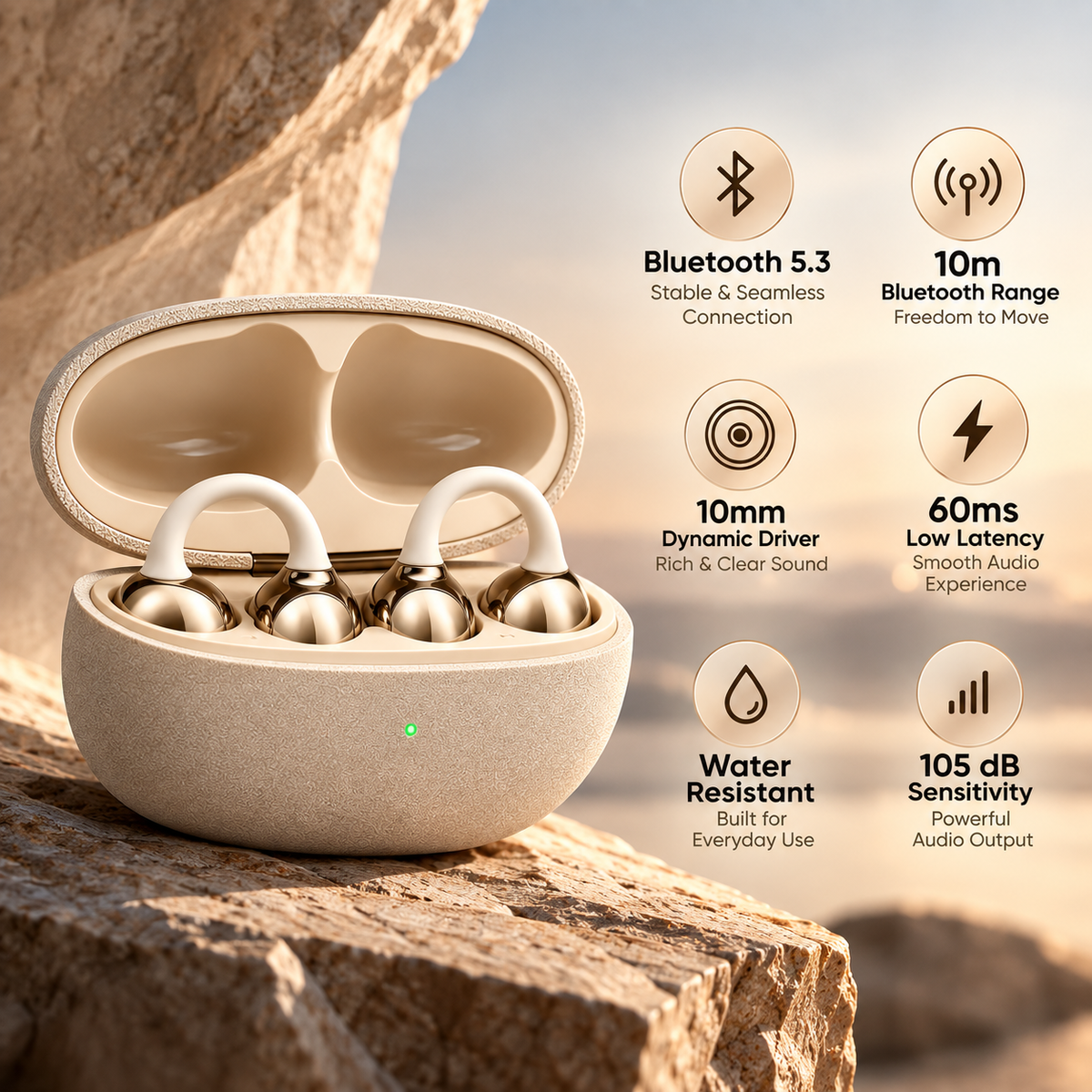 Open Ear Wireless Earbuds | Clips-On Wireless Buds