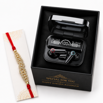 TWS Wireless Earbuds | Deep Bass | BT 5.3 | Touch Controls | LED Display Case | Type-C Fast Charging | Up to 40H Playtime - HS Rakhi