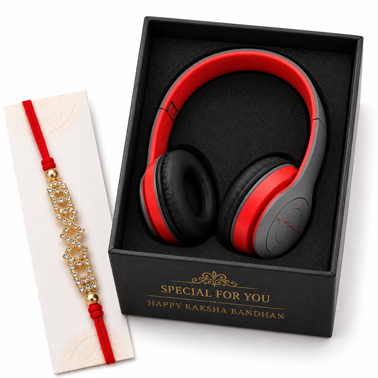 Foldable Bluetooth Headphones with Mic | Wireless Stereo Headset | Comfortable On-Ear Design | Compatible with Android, iPhone, Laptop & PC - HS Rakhi