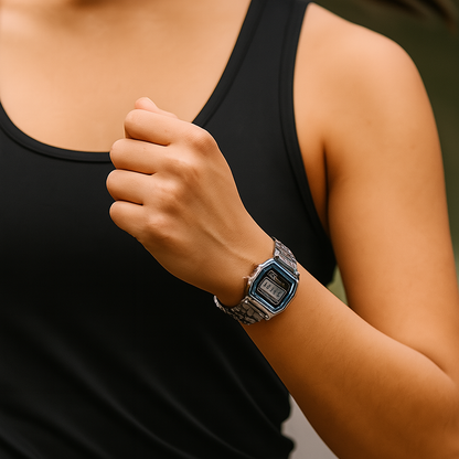 Retro Sport Digital Watch – Steel Classic- HS Rakhi