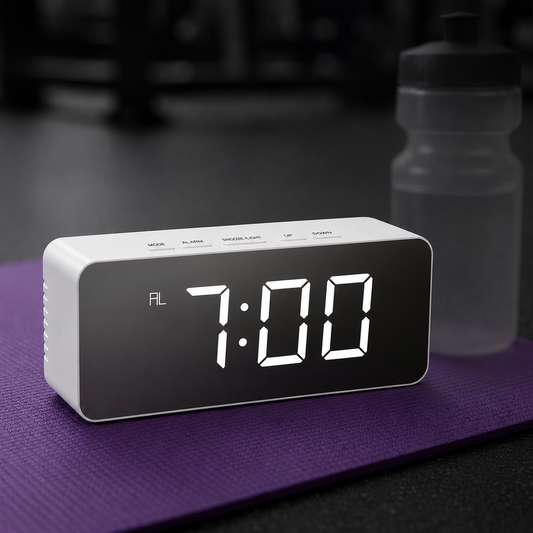 Digital Mirror Alarm Clock with Temperature Display | Smart Night Sensor | LED Display | Snooze Function | Battery Operated - UNQ