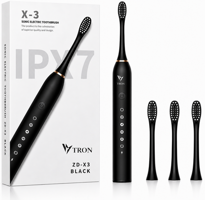 Electric Sonic Toothbrush with 5 Cleaning Modes, 40,000 Vibrations/Min, USB Rechargeable, IPX7 Waterproof & 3 Brush Heads