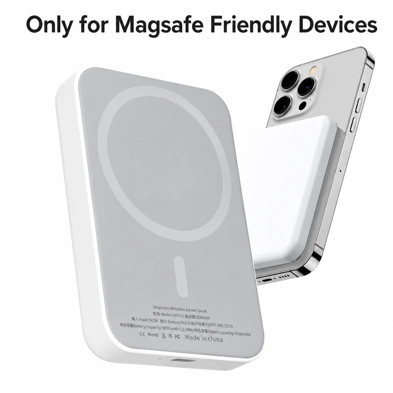 Magnetic Wireless Power Bank 5000mAh | 5W Wireless Charging | Portable Fast Charging Battery Pack for Android & iPhone