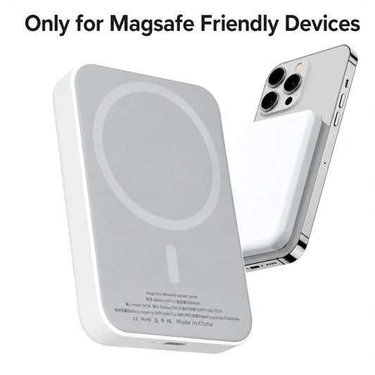 Magnetic Wireless Power Bank 5000mAh | 5W Wireless Charging | Portable Fast Charging Battery Pack for Android & iPhone