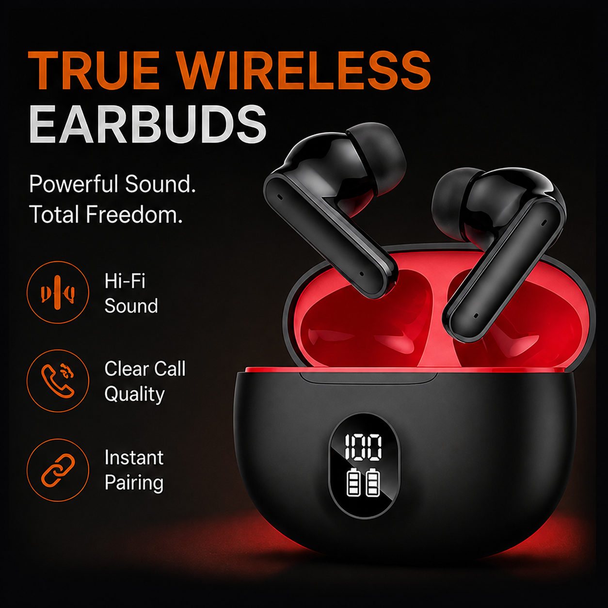 Wireless TWS Gaming Earbuds with Bluetooth 5.3, Deep Bass Sound, HD Calls - TGR