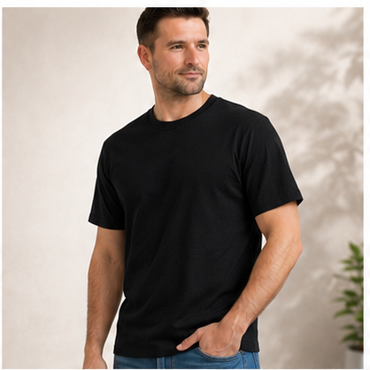 Men's Classic Cotton T-Shirt | 100% Cotton | 135 GSM Lightweight Fabric | Regular Fit | Soft & Breathable Everyday Wear - UNQ