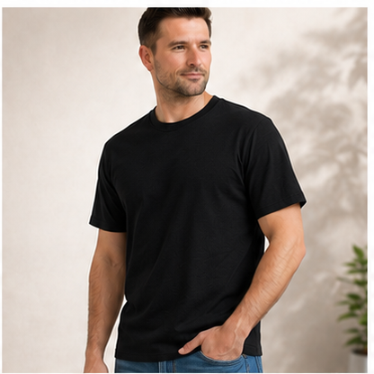 Men's Classic Cotton T-Shirt | 100% Cotton | 135 GSM Lightweight Fabric | Regular Fit | Soft & Breathable Everyday Wear - UNQ