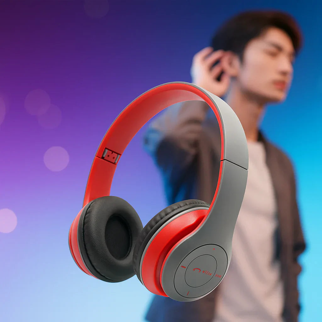 Foldable Bluetooth Headphones with Mic | Wireless Stereo Headset | Comfortable On-Ear Design | Compatible with Android, iPhone, Laptop & PC