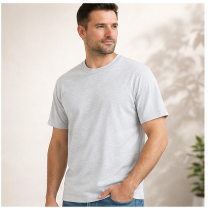 Men's Classic Cotton T-Shirt | 100% Cotton | 135 GSM Lightweight Fabric | Regular Fit | Soft & Breathable Everyday Wear - UNQ
