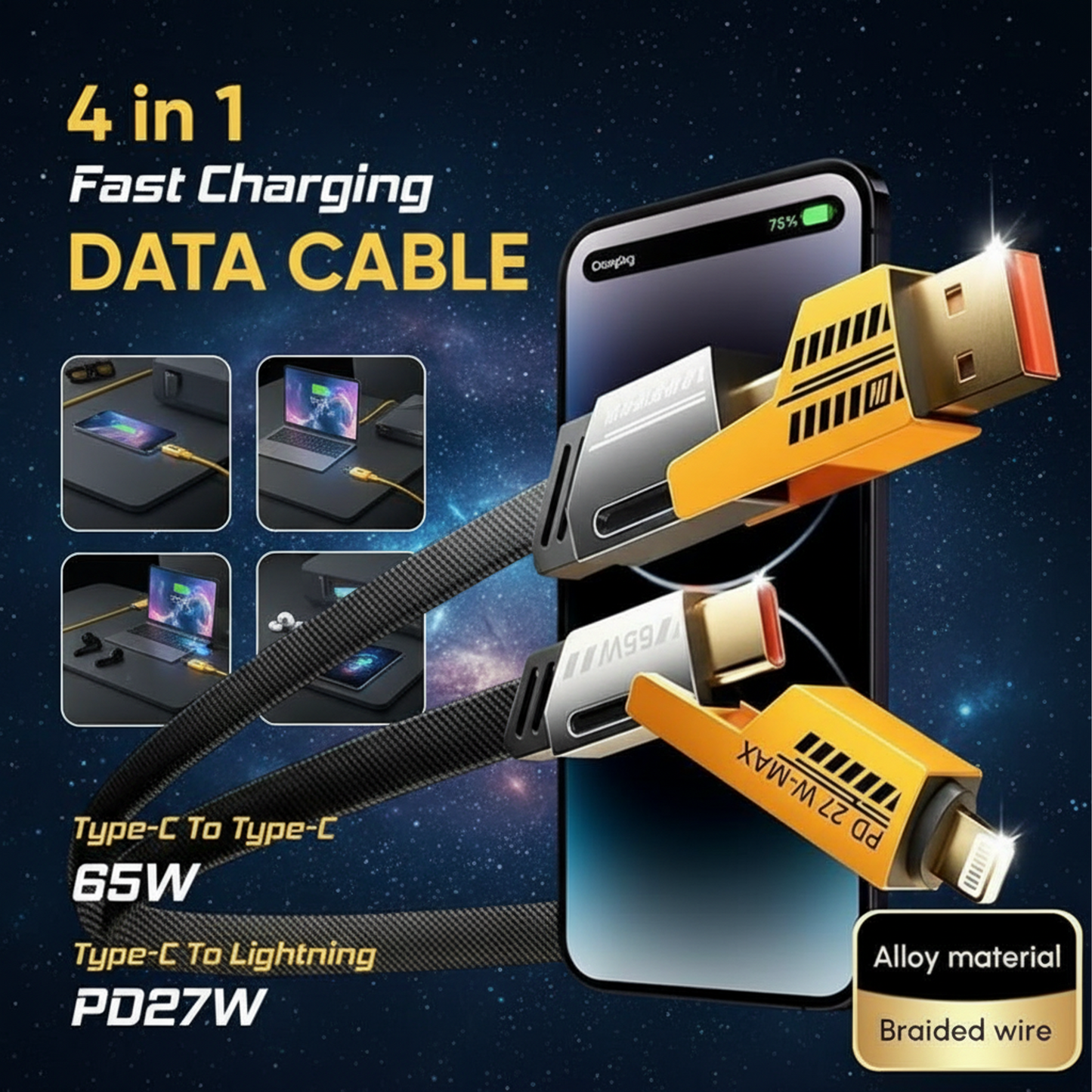 ⁠AmpX 2 | 4-in-1 Charging Cable | Fast Charging | CKO
