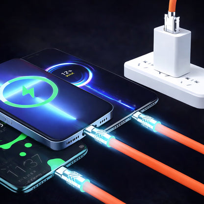 3-in-1 Fast Charging Retractable Data Cable (120W) | USB Type-C | Lightning | Micro-USB | Universal Compatibility | Assorted Colours