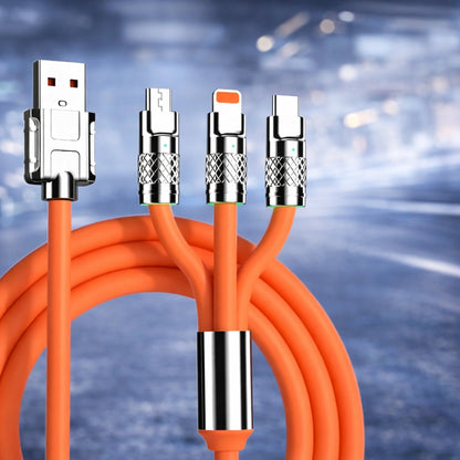 3-in-1 Fast Charging Retractable Data Cable (120W) | USB Type-C | Lightning | Micro-USB | Universal Compatibility | Assorted Colours