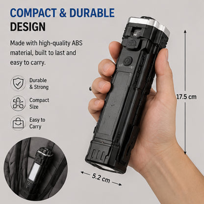 8-in-1 Rechargeable Emergency LED Flashlight Torch with Power Bank