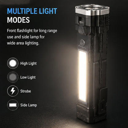 8-in-1 Rechargeable Emergency LED Flashlight Torch with Power Bank