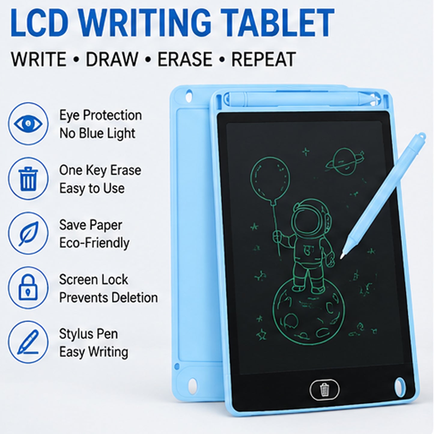 LCD Writing Tablet for Kids & Adults – Reusable Digital Drawing & Writing Pad with Stylus