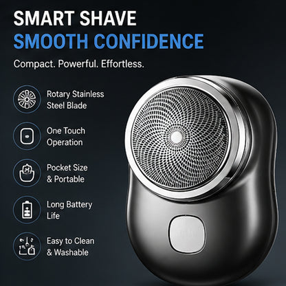 Smart Shave Mini Electric Razor – Portable Rechargeable Beard Shaver for Men