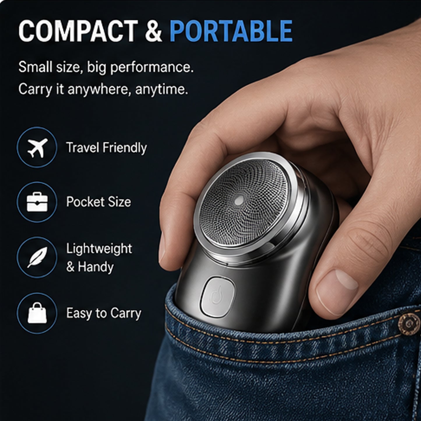 Smart Shave Mini Electric Razor – Portable Rechargeable Beard Shaver for Men