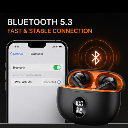 Wireless TWS Gaming Earbuds with Bluetooth 5.3, Deep Bass Sound, HD Calls - TGR