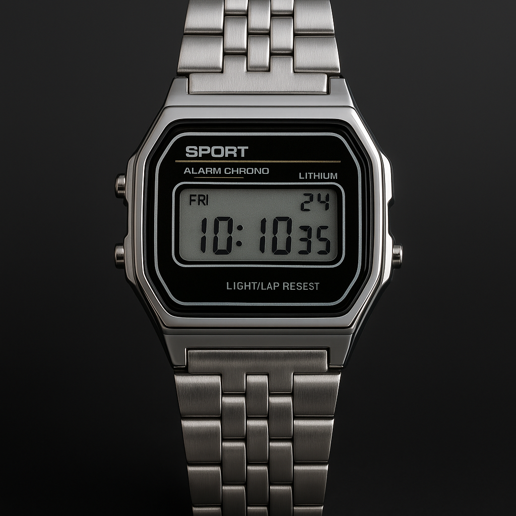 Retro Sport Digital Watch – Steel Classic- HS Rakhi