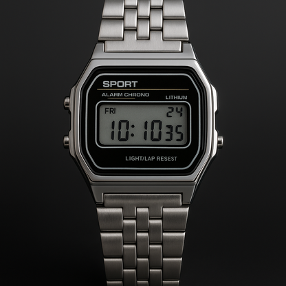 Retro Sport Digital Watch – Steel Classic- HS Rakhi
